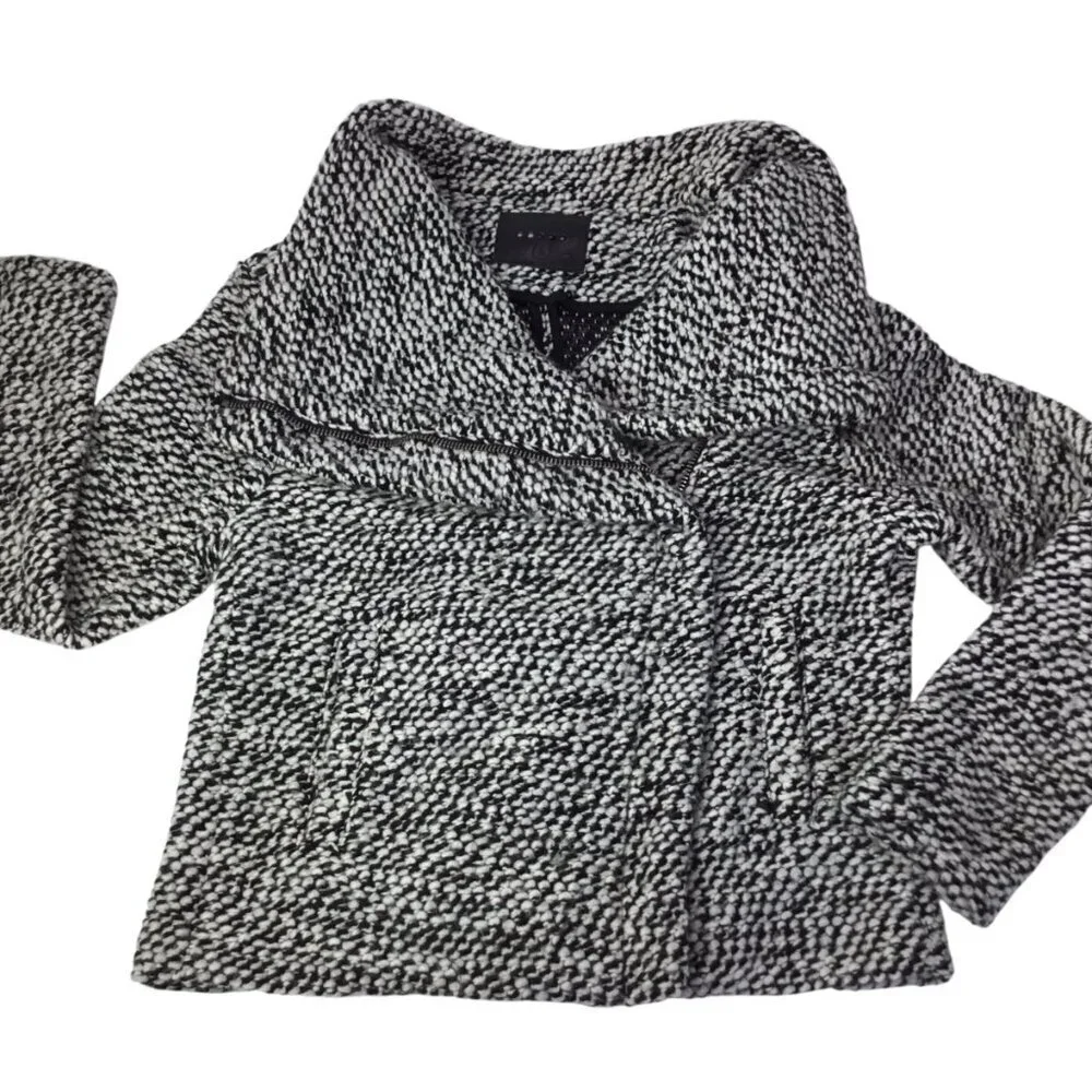 Blank NYC Asymmetrical Zip Marled Boucle Nubby Wool Blend Jacket Size Large